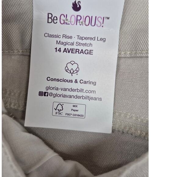 NWT Gloria Vanderbilt Amanda Slimming Jean Classic Rise Tapered Stonewood Sz 14 - Picture 5 of 5
